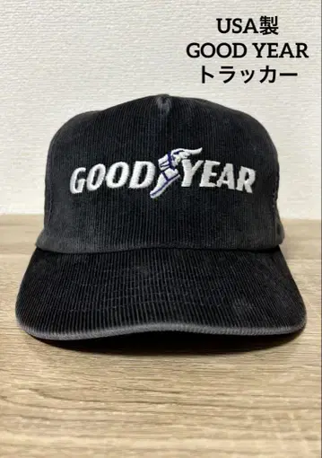 80s USA제 트래커 캡 GOOD YEAR 코듀로이 블랙