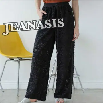 JEANASIS 시어 프린지 자카드 팬츠 블랙 검정 지나시스