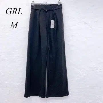 e4663 [그레일] 그레이 와이드 팬츠 M 사이즈 허리 밴딩 편안함
