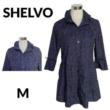 SHELVO 셔츠 튜닉 페이즐리 무늬 티어드 네이비 10128