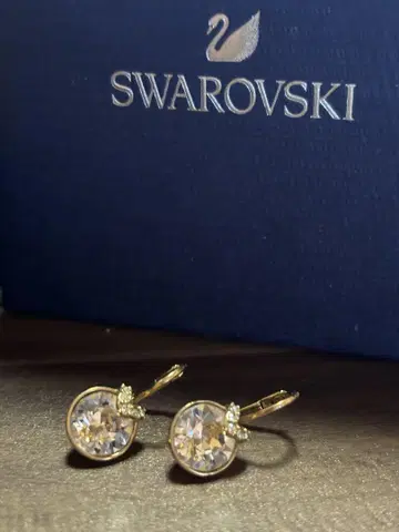 정품 스와로브스키 Swarovski 골드 크리스탈 귀걸이