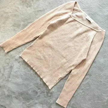 Jf Ready Made 비대칭 스퀘어 리브 니트 베이지 긴팔