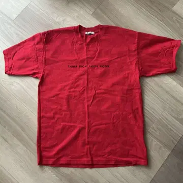 CLANE HOMME 메시지 프린트 티셔츠 레드