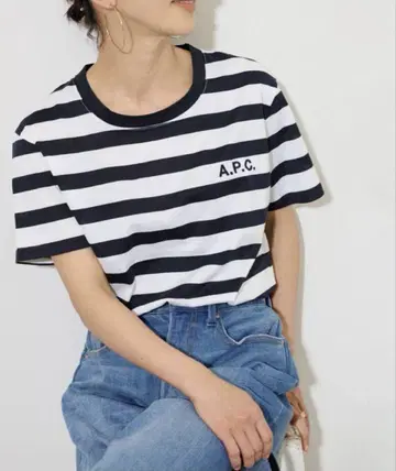 택 포함 미사용 아페쎄 보더 반팔 티셔츠 저널 스탠다드