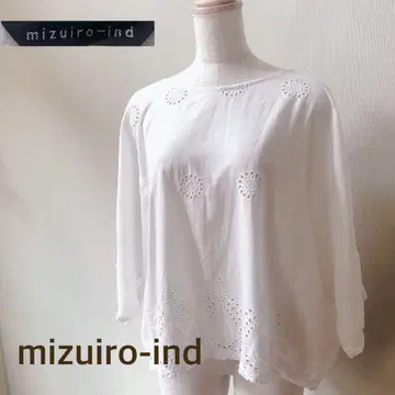 mizuiro-ind 자수 화이트 오리 소매 튜닉 프리 사이즈