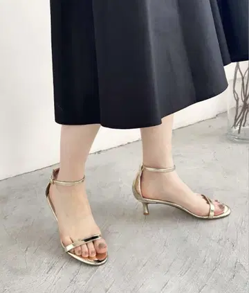 루타론 LETALON 5cm 호소 스트랩 샌들 24.5cm 골드