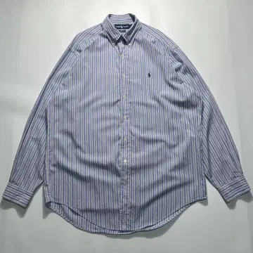 90s 랄프 로렌 스트라이프 버튼 다운 셔츠 L 블루 계열 6772