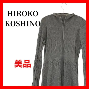 HIROKOKOSHINO 메쉬 니트 가디건 프릴 밑단 B1718