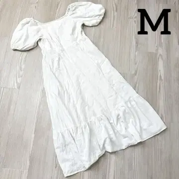 오프숄더 화이트 롱 원피스 반팔 프릴 화이트