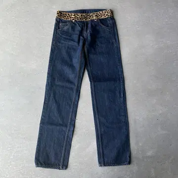 레오파드 무늬 송치 데님 팬츠 made in Japan