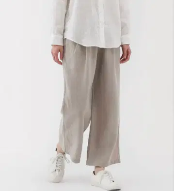 새상품, 미사용 MUJI 린넨 이지 와이드 팬츠 베이지 XL