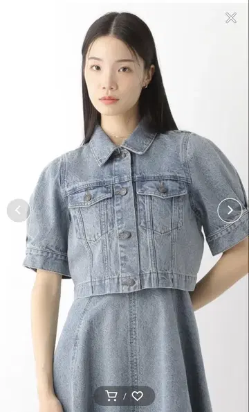 heather 숏 기장 데님 자켓 라이트 블루