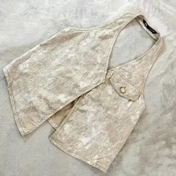 ZARA 린넨 혼방 홀터넥 베스트 EUR M L 상당 베이지