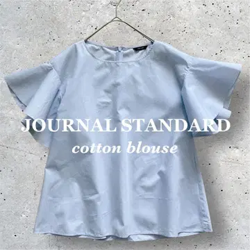 JOURNAL STANDARD 코튼 블라우스 라이트 블루 플레어 슬리브