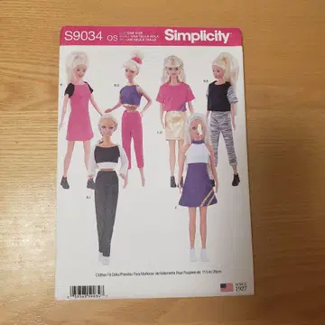 Simplicity S9034 바비 인형용 의류 패턴