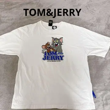 TOM&JERRY/톰과 제리 사가라 자수 엠블럼 티셔츠/빅 실루엣