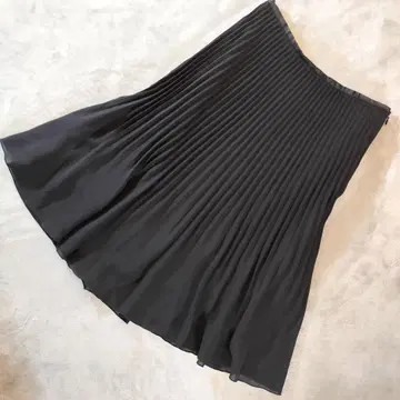 IMAGE 플리츠 플레어 스커트 무릎 기장 블랙 사이즈 9호 M
