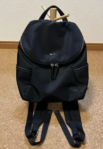 애네스베 백팩 백팩 블랙 나일론 로고