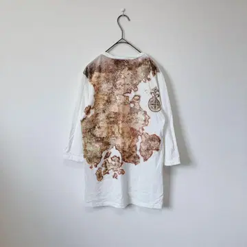 BERNINGS-SHO 291 고지도풍 V넥 티셔츠 7부 소매 M