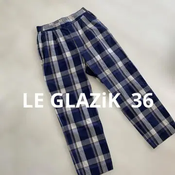 LE GLAZiK // 체크 무늬 캐주얼 팬츠 네이비