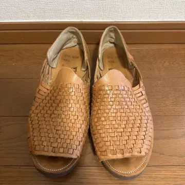 CHAMULA/uxmal 가죽 오픈토 샌들 베이지 27.5cm