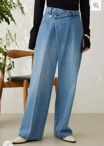 crie conforto 프론트 랩 와이드 데님 팬츠