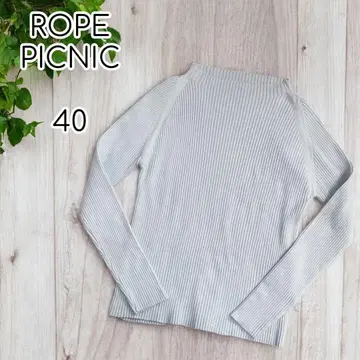 ROPE PICNIC 하이넥 리브 니트 코튼 혼방 긴팔 40