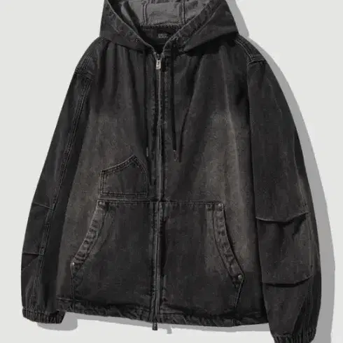 ★DIMITRI BLACK★ Overfit bio denim hood zip upright yellow Dimitri Black Oversized Fit Bio Denim Hooded Zip-Up, Size S