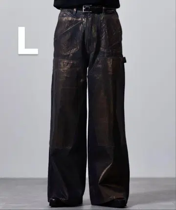 CLEL 특수 가공 더블니 데님 팬츠 애쉬 그레이 L 사이즈