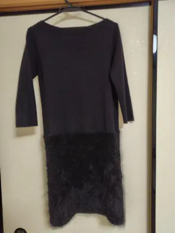 UNITED ARROWS 블랙 컬러 7부 소매 니트 원피스
