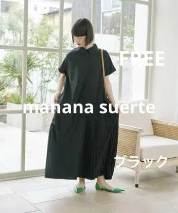 manana suerte 비대칭 플리츠 원피스 블랙