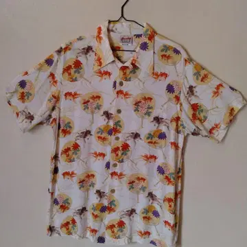 하와이안 Hawaiian 알로하 셔츠 금붕어 일본풍 패턴