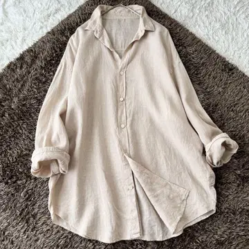 플라주 린넨 볼륨 셔츠 긴팔 루즈한 오버 사이즈 겉옷