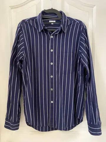 Steven Alan 네이비 스트라이프 긴팔 셔츠 L