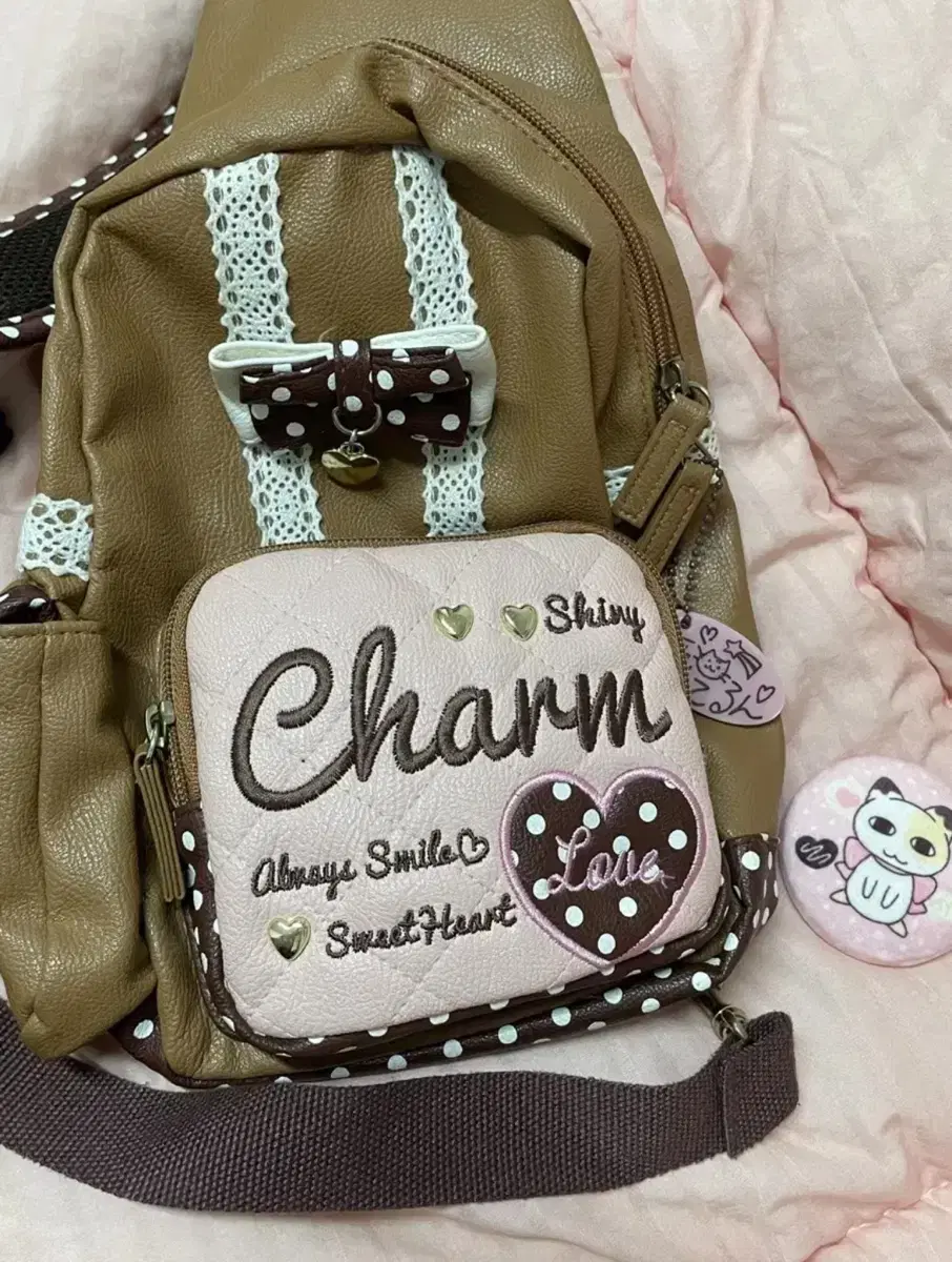 charm Pinter Bag Strawberry Chocolate Crossbody Bag Body Bag Latte Gyaru
