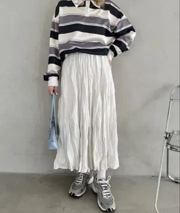 Loueme 소프트 터치 와셔 플레어 스커트