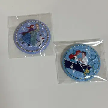 디즈니 자수 캔뱃지 (안나와 눈의 여왕, 아리엘) 2개 세트