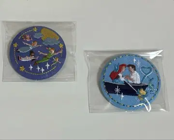 디즈니 자수 캔뱃지 (피터팬, 아리엘) 2개 세트