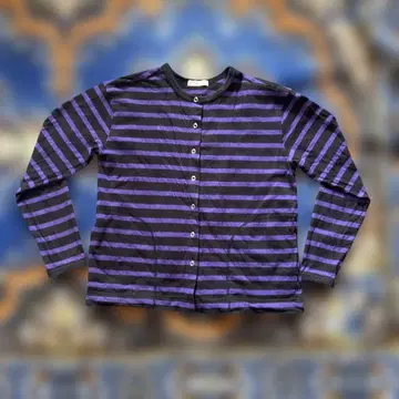 FREAK'S STORE 보라색과 블랙 스트라이프 가디건