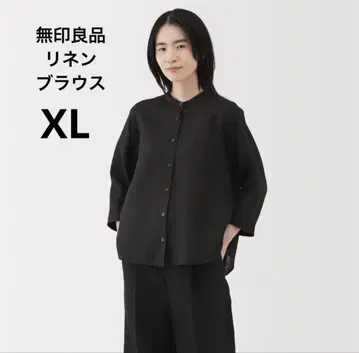 무인양품 린넨 워싱 7부 소매 블라우스 XL
