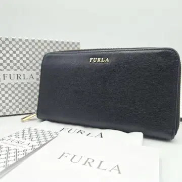 새상품급 FURLA 훌라 장지갑 라운드 지퍼 블랙 가죽 상자 가방