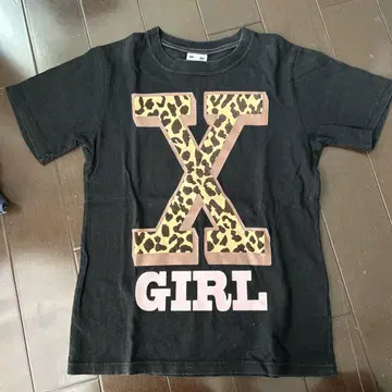 X-girl 레오파드 무늬 티셔츠