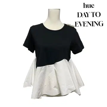 hue DAY TO EVENING 손세탁 가능 펄 페플럼 티셔츠
