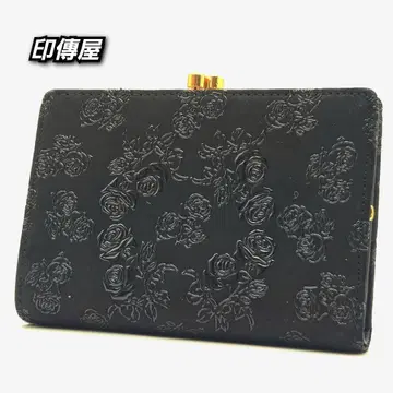 미사용급 인덴야 인덴야 접이식 지갑 블랙 로즈 가마구치 블랙