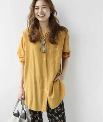 저널 스탠다드 리룸 리오셀 제품 염색 밴드 카라 셔츠