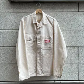 USED 유로 구제 의류 커버올 화이트 베이지 워크 자켓 빈티지