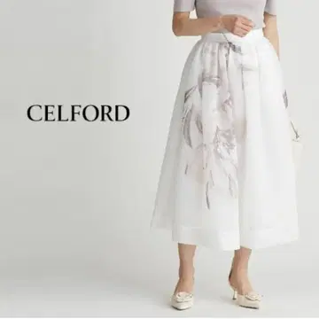 CELFORD 큰 꽃무늬 더블 러셀 볼륨 스커트