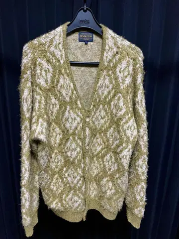 PENDLETON 샤기 니트 가디건 L 올리브 카키