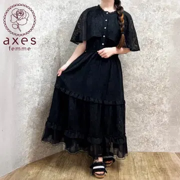 axes femme 엑시즈팜 로즈 레이스 케이프 원피스 M