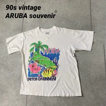 90년대 빈티지 반팔 티셔츠 캐리비안 ARUBA 아루바 수베니어 M